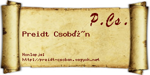 Preidt Csobán névjegykártya